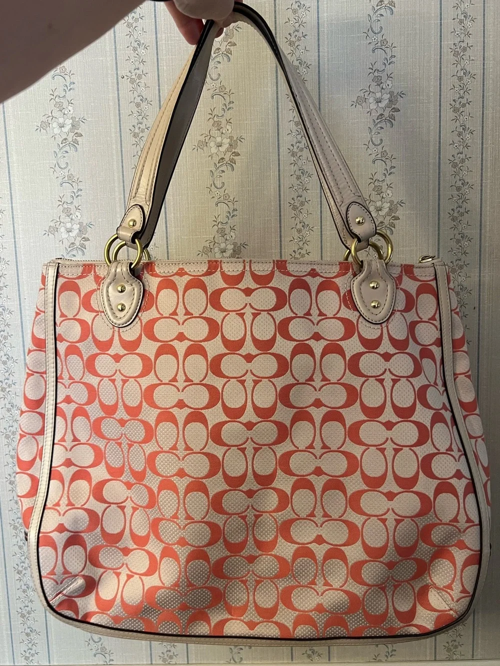 Coach Poppy Signature C Dot Hallie Tote